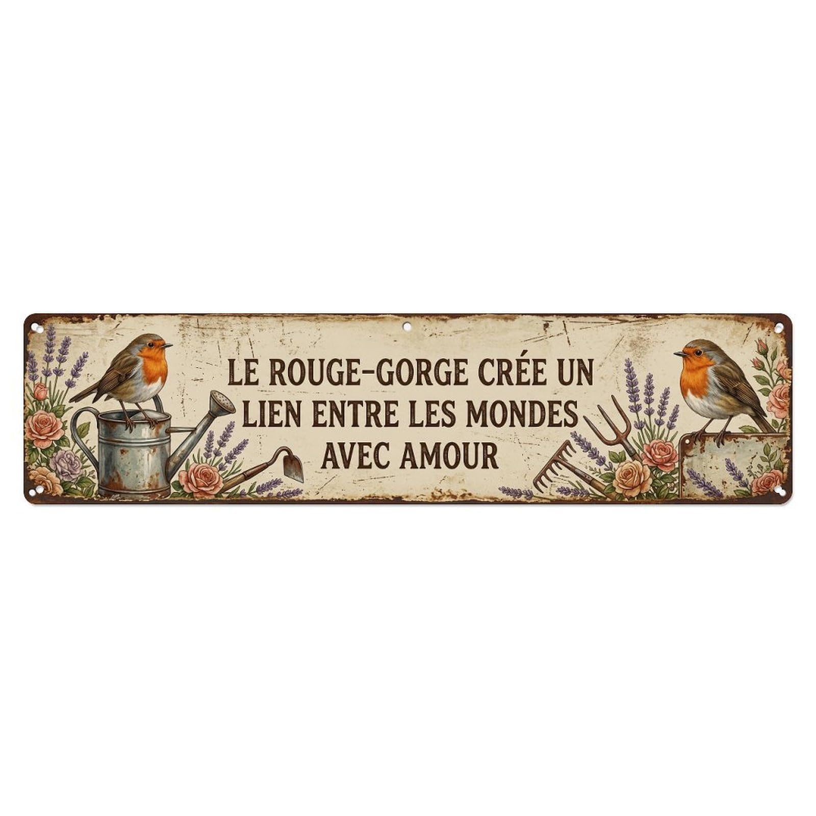 Robin Bird Garden Quote Lien Metal Tin Skinny Sign Plaque Wall Decor for Cafe, Club Bar, Office, Home Garden Metal Poster 4x16Inch