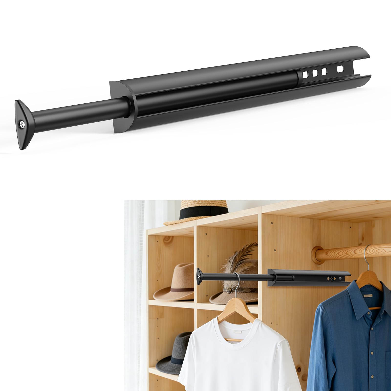 Tringle à vêtements télescopique coulissante et extensible pour penderie