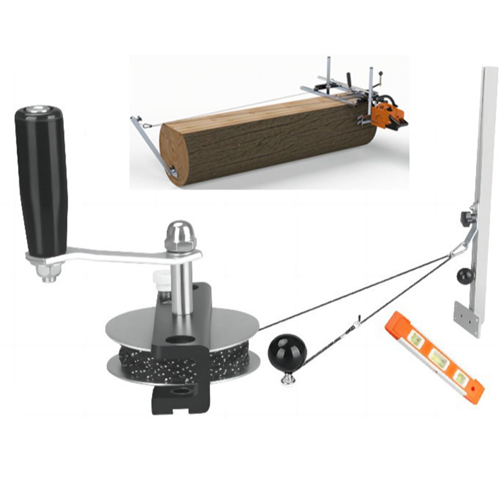 Yidubid Silver Chainsaw Mill Winch Kit For Chain Saw Milling, Perfectly Balances The Saw Mill Sawmill Chainsaw Accessories With Winch And Lever Arm Anchor System ,1