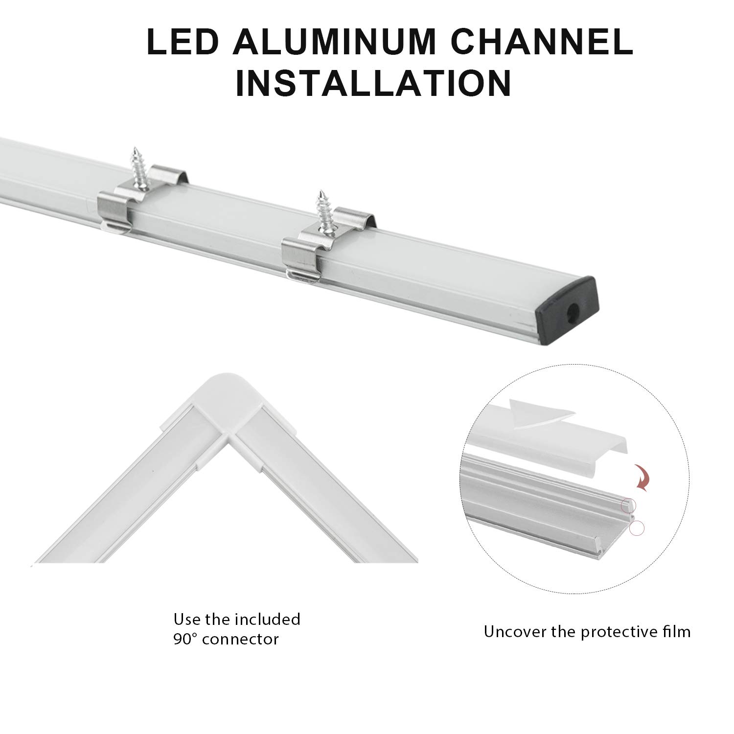 SENXINGYAN Perfil de Aluminio, 20 Pack 1M/3,3ft U Forma, Cubierta de Difusor Blanco Lechoso, Los Casquillos de Extremo y los Clips de Montaje del Metal, Canal de Aluminio para tiras LED, Plata