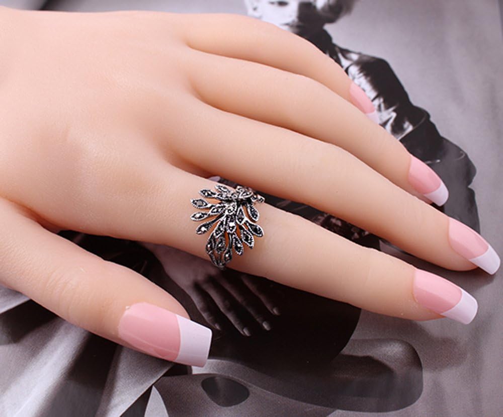 Vintage Rings for Women Black Rings for Women Crystal Statement Cocktail Rings - Image 3