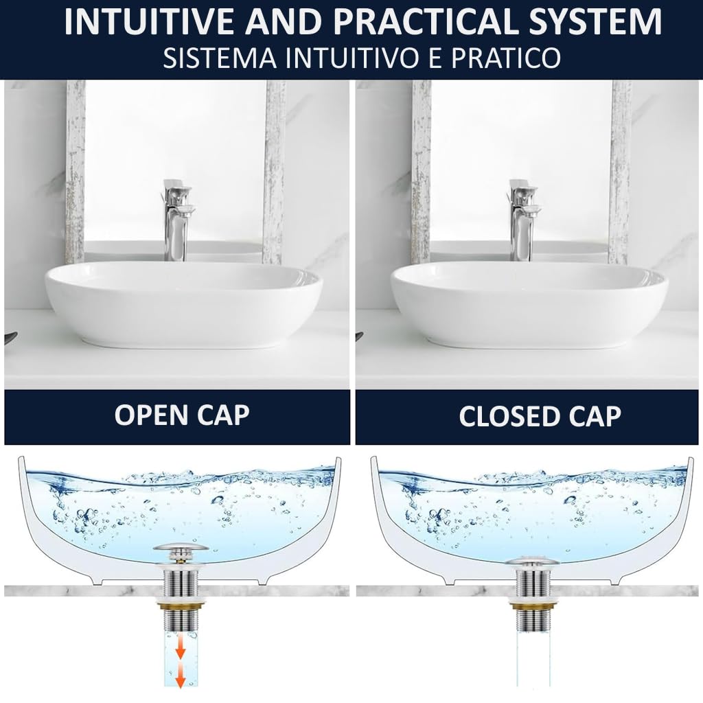 Bagno Click Clack Vasca Da Bagno Chock Plug 43mm Regolabile Ricambio Pop Up Lavabo Lavabo 1010780