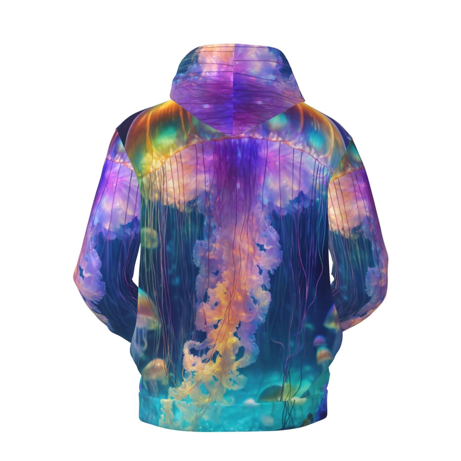 Męska bluza z kapturem z nadrukiem oceanu meduzy, casualowa grafika z nadrukiem bluzy z kapturem z kieszenią