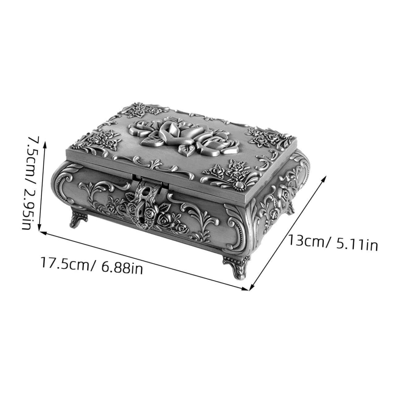 minkissy Pudełko Na Biżuterię Z Metalu W Stylu Retro Organizer Do Przechowywania Biżuterii Etui Na Drobiazgi Etui Na Kolczyki Pojemnik Na Drobiazgi W Stylu Vintage Pojemnik Na