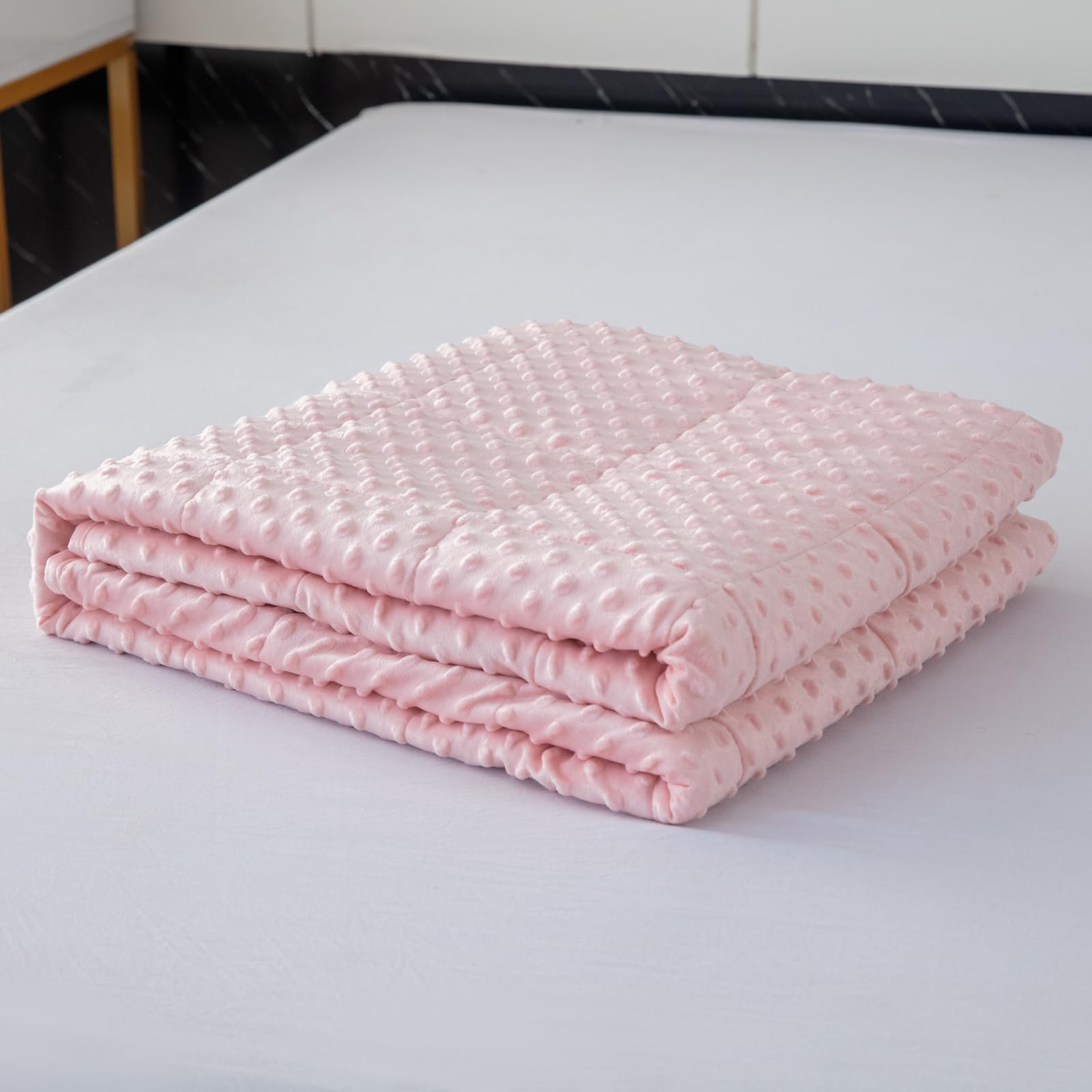 Manta pesada con edredón Minky para todas las estaciones, manta reversible suave y pesada para adultos rosa (5 libras, 36 x 48 pulgadas)
