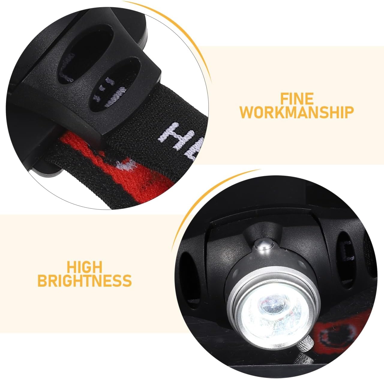 DOITOOL Led Headlamp 500 Lumens Adjustable Brightness with 2 Lighting Modes Lightweight Running Headlight for Camping Hiking Fishing Hunting Jogging