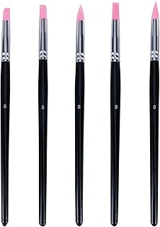 5 Stück Silikonpinsel Malen Nach Zahlen, Gummipinsel Silikon Dotting Pen Colour Modellierwerkzeug Töpferwerkzeug Modelliermasse Werkzeug Silikon Pinsel für Keramik Skulptur Malerei Nail Art