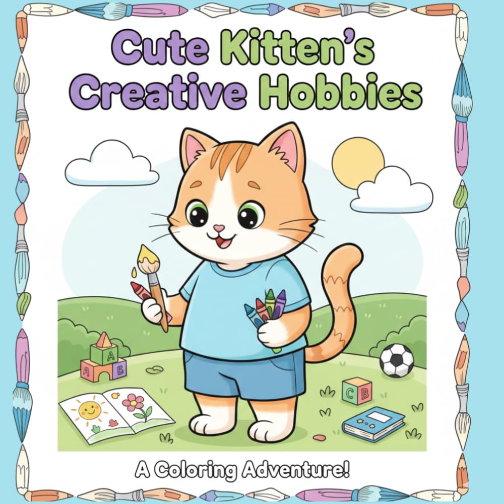 Cute Kitten's Creative Hobbies: A Coloring Adventure!