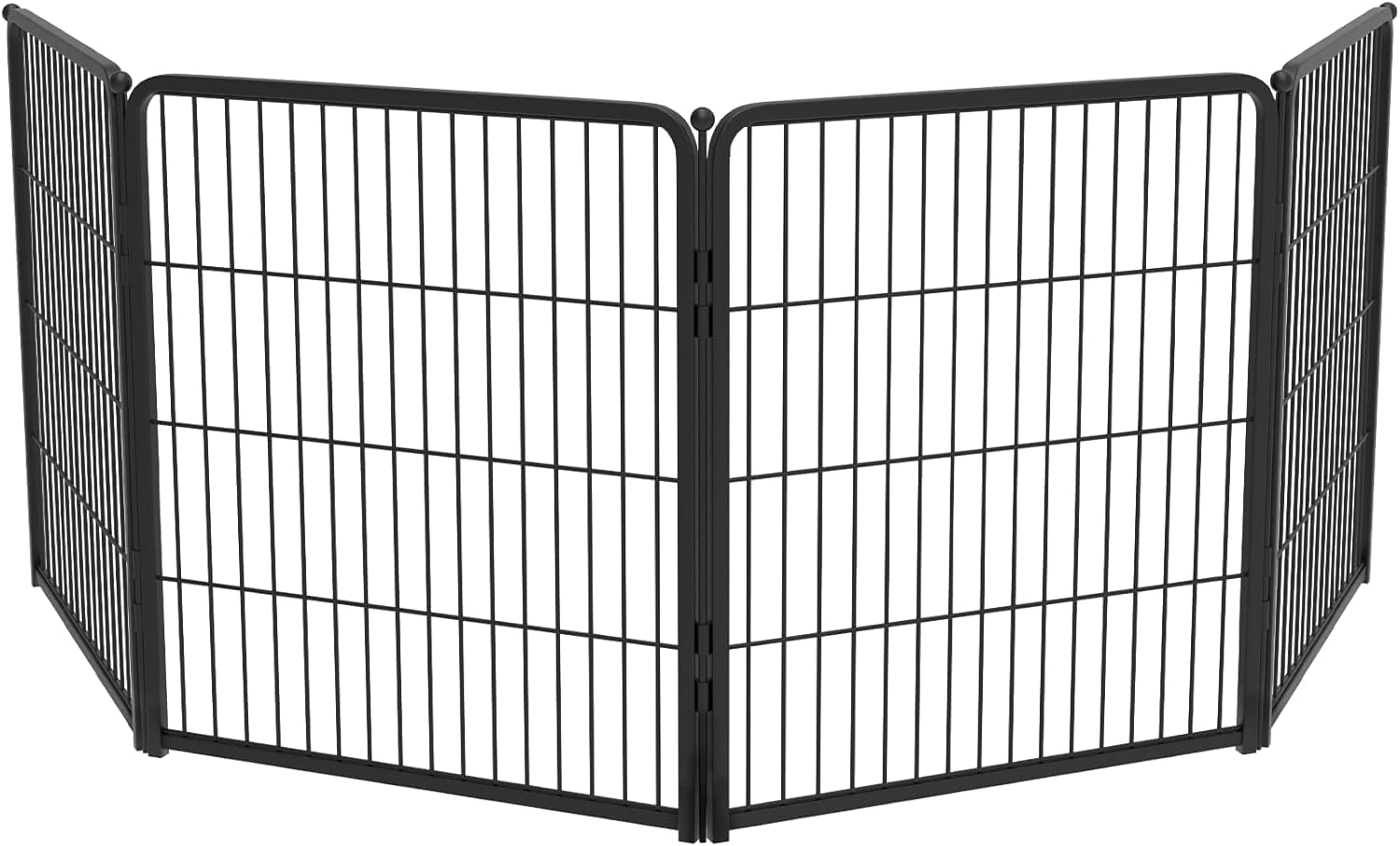 fxw Homeplus Unleashed Indoor Dog Playpen - Stress-Free and Safe Play, Heavy Duty 80cm Height 4 Panels Dog Pen for Small and Medium Dogs, Black│Patent Pending