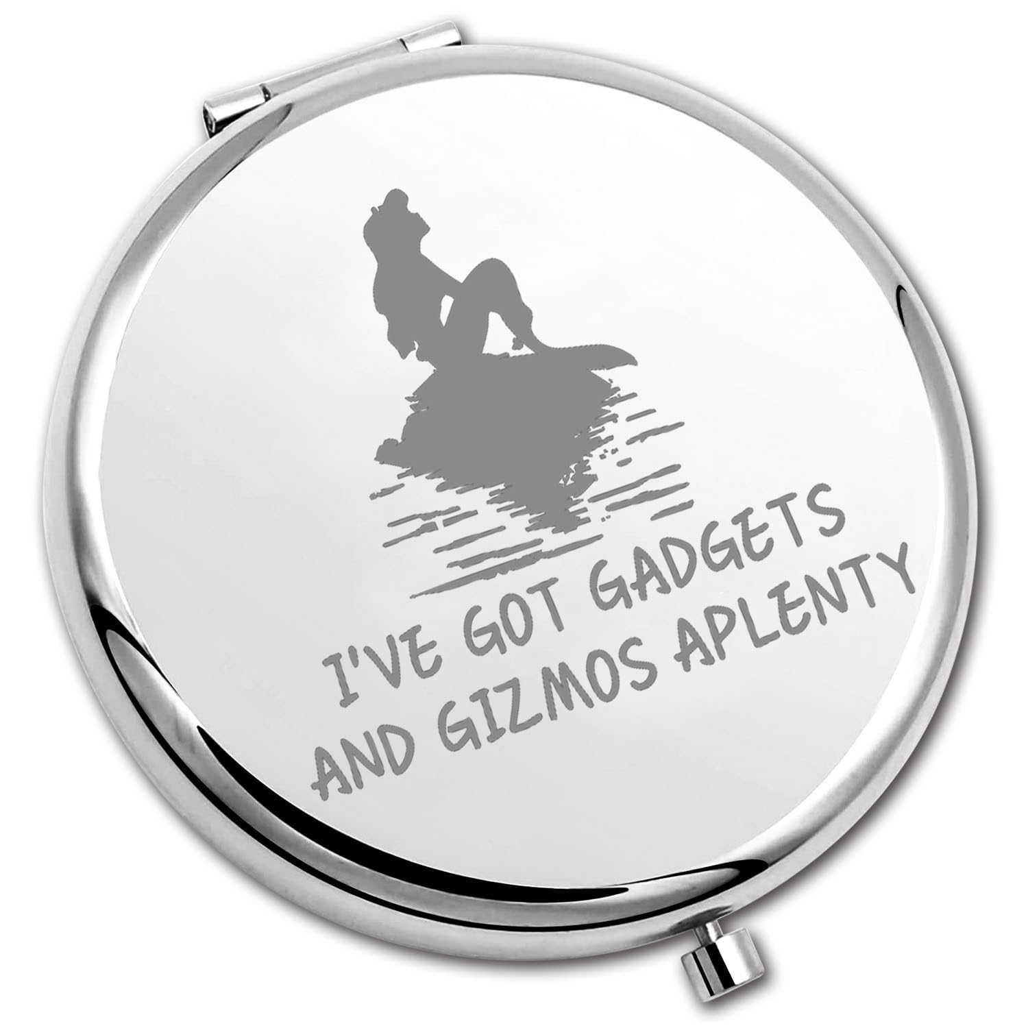 PLITIMermaid Compact Mirror Fairy Tales Inspired Gift I've Got Gadgets and Gizmos Aplenty Beach Lover Pocket Mirror (Gizmos Aplenty CM U)