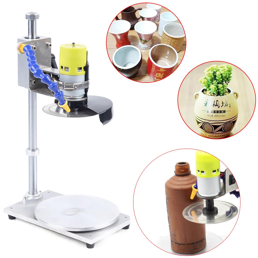 Bottle Cutter with 2 Blades, Rotatable Electric Glass Vine Bottle Cutting Machine DIY 200W 6000RPM for Round Square Irregular Glass or Ceramic Bottles Cutting, Drilling, Sanding, Polishing