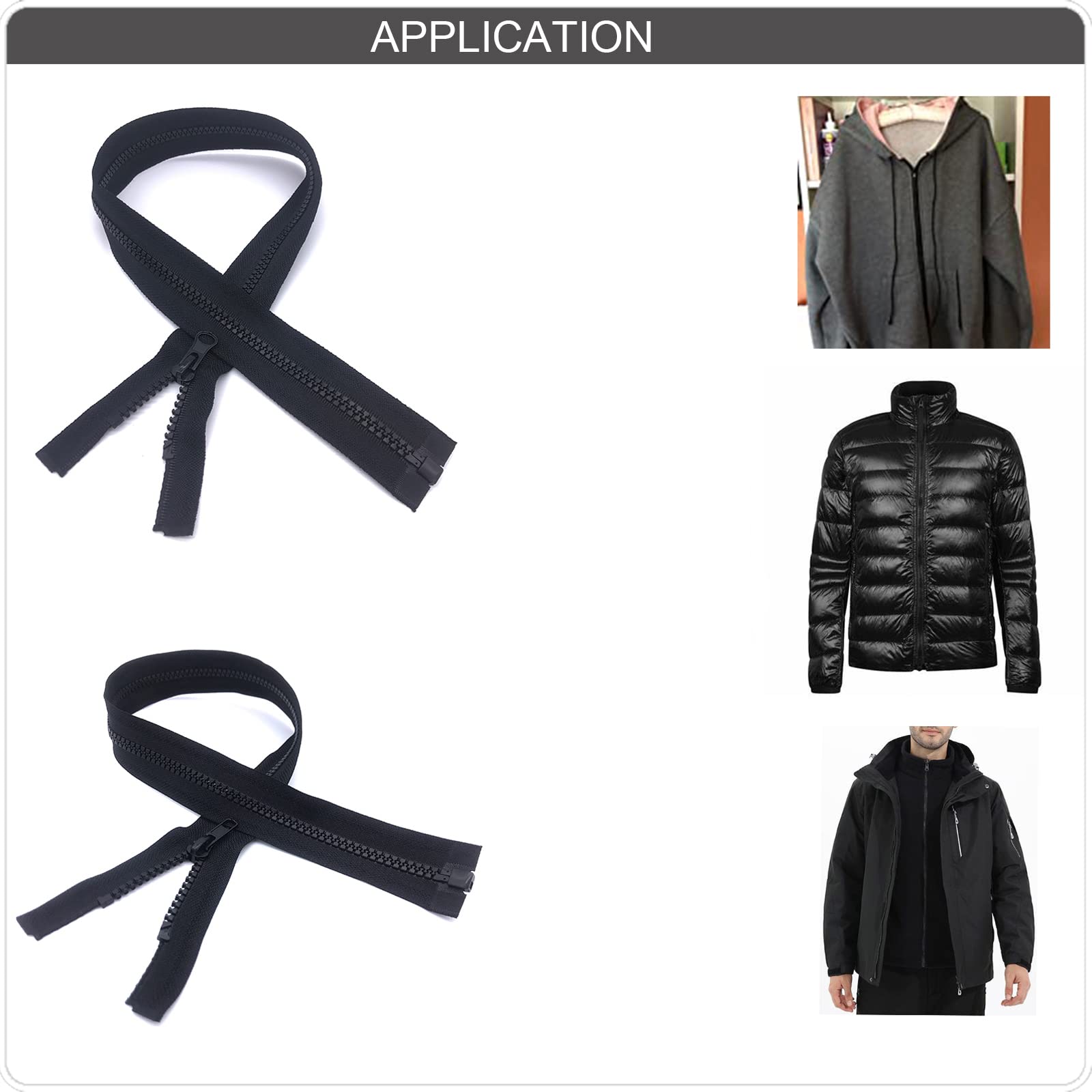 2-Pack #5 Black Separating Zippers 30 Inch - Jacket Zipper Replacement For Sewing & Crafts