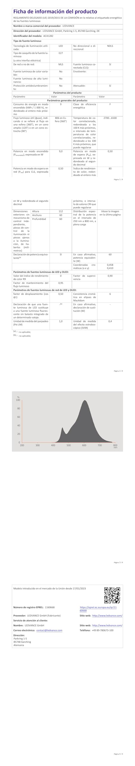 OSRAM Bombilla SMART LED A60 forma E27 9W ZigBee Tunable White