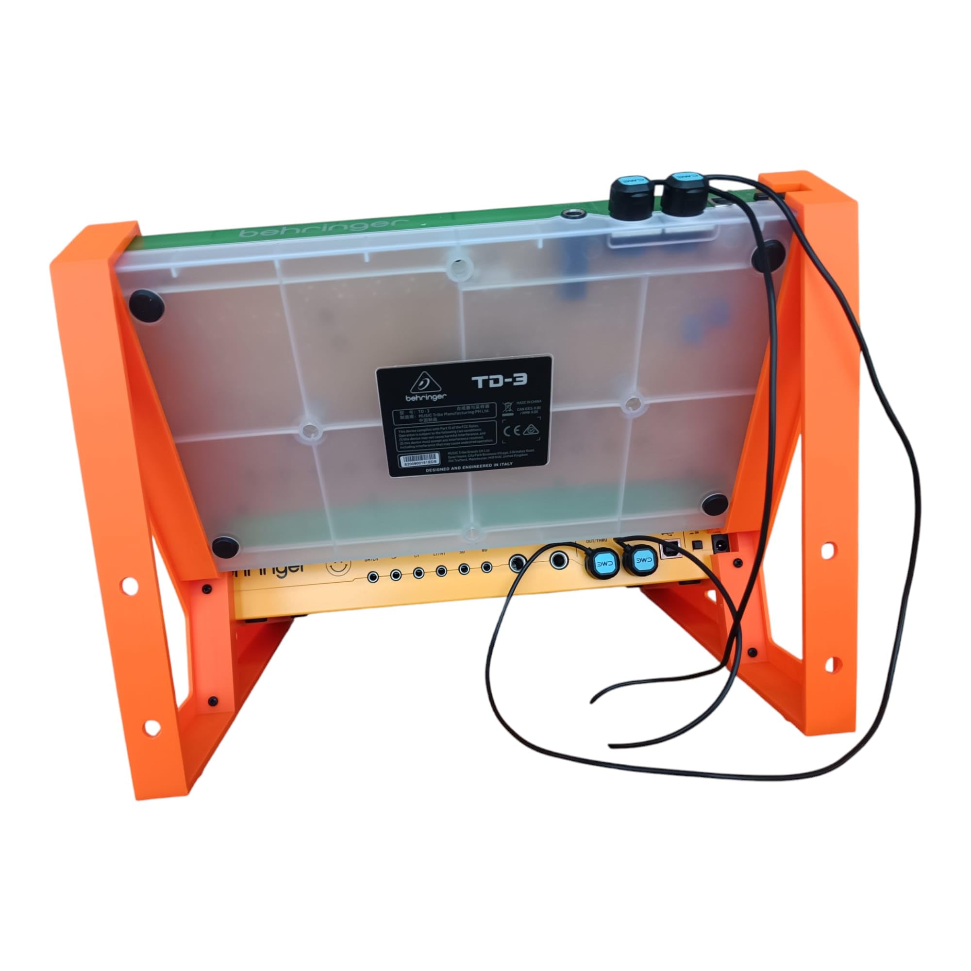 SMB Acid Console Support de bureau pour 2 synthétiseurs Behringer TD-3 et RD-6, orange fluo, angle de 15° et 60°