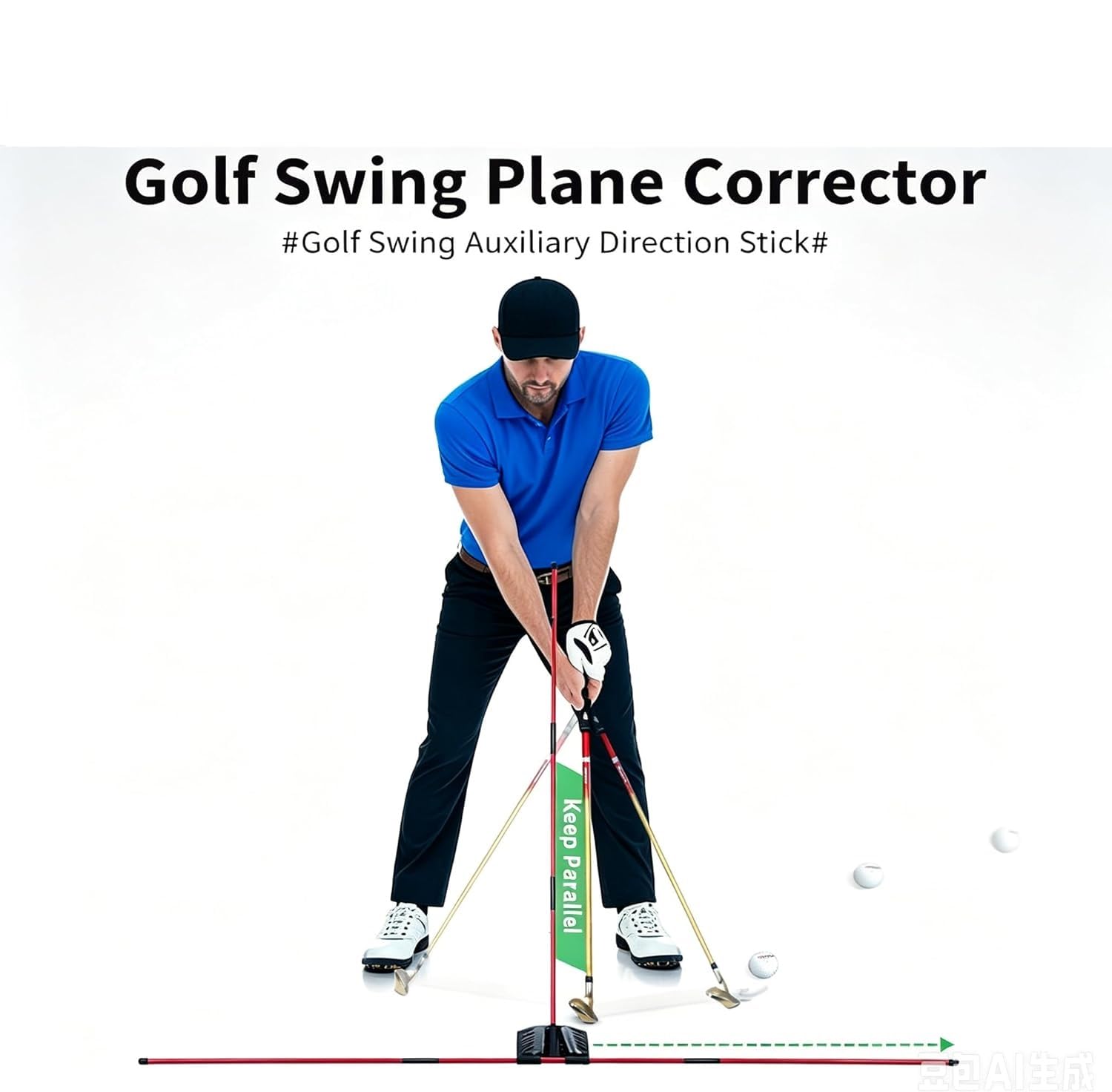 Golf Trainingshilfen Alignment Sticks Set, Verstellbarer Golf Schwungtrainer mit ABS Winkelplatte Glasfaserstäben, Profi Golfzubehör zur Haltungskorrektur für Zuhause Range, Golfzubehör Set