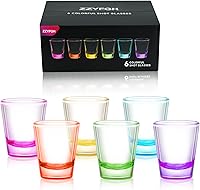 ZZYFGH 6 Pack 1.5oz Colorful Shot Glasses with Heavy Base - Perfect for Whiskey Tequila Vodka Parties