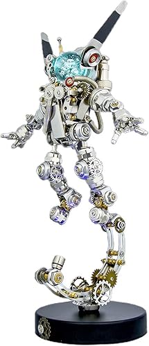 Rompecabezas de metal 3D para adultos, conejo aeroespacial con soporte de luces, kit de rompecabezas de metal punk 3D animales modelo 500+PCS