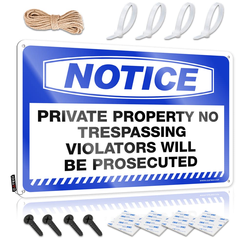Fzfn Colour Man Cave Decorations Modern Plaque - Notice Private Property No Trespassing Violators Will Be Prosecuted Rustic Wall Art Nice Easy Hang For Bars(30X40cm)
