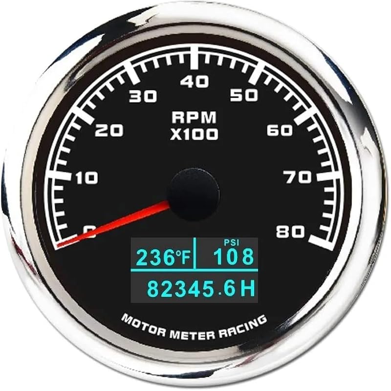 Tacômetro 4 em 1 MOTOR METER RACING Pro Series 85 mm, 8.000 RPM – 1 unidade