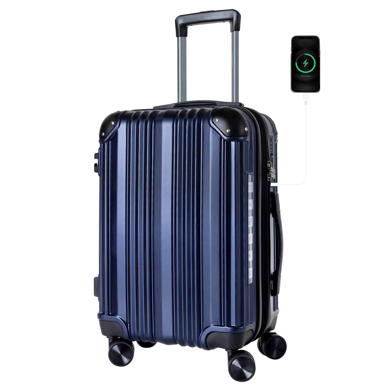 OUZZO 20 Inch Expandable Carry On Luggage 22x14x9 Airline Approved Hardshell Suitcases with Wheels Durable Lightweight Travel Luggage with TSA Lock