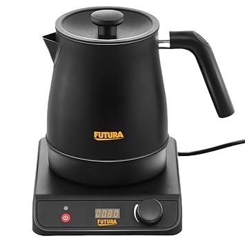 Hawkins Stainless Steel Futura 1.4 Litre Electronic Smart Kettle with Micro-Chip, Electric Hot Water Kettle for Tea, Coffee, Soup, Gargling, Black (FKTA1), 1200 Watts - image, photos