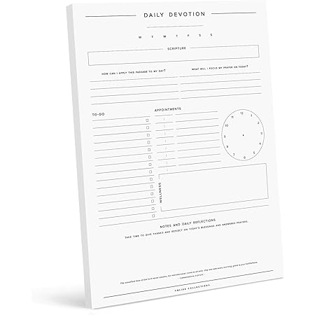 Bliss Collections Daily Devotion Planner, Minimalist Calendar, Organizer, Scheduler, Productivity Tracker for Organizing Goals, Tasks, Notes, To-Do Lists, 8.5"x11" Undated Tear-Off Sheets (50 Sheets)