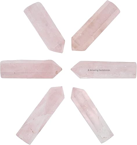 Miniatura 5 de Rose Quartz Crystal Points Bulk Healing Crystals and Stones - Pack of 3 Single Terminated Healing Wand Point Bulk Crystals for Crafts, Crystal Grid,