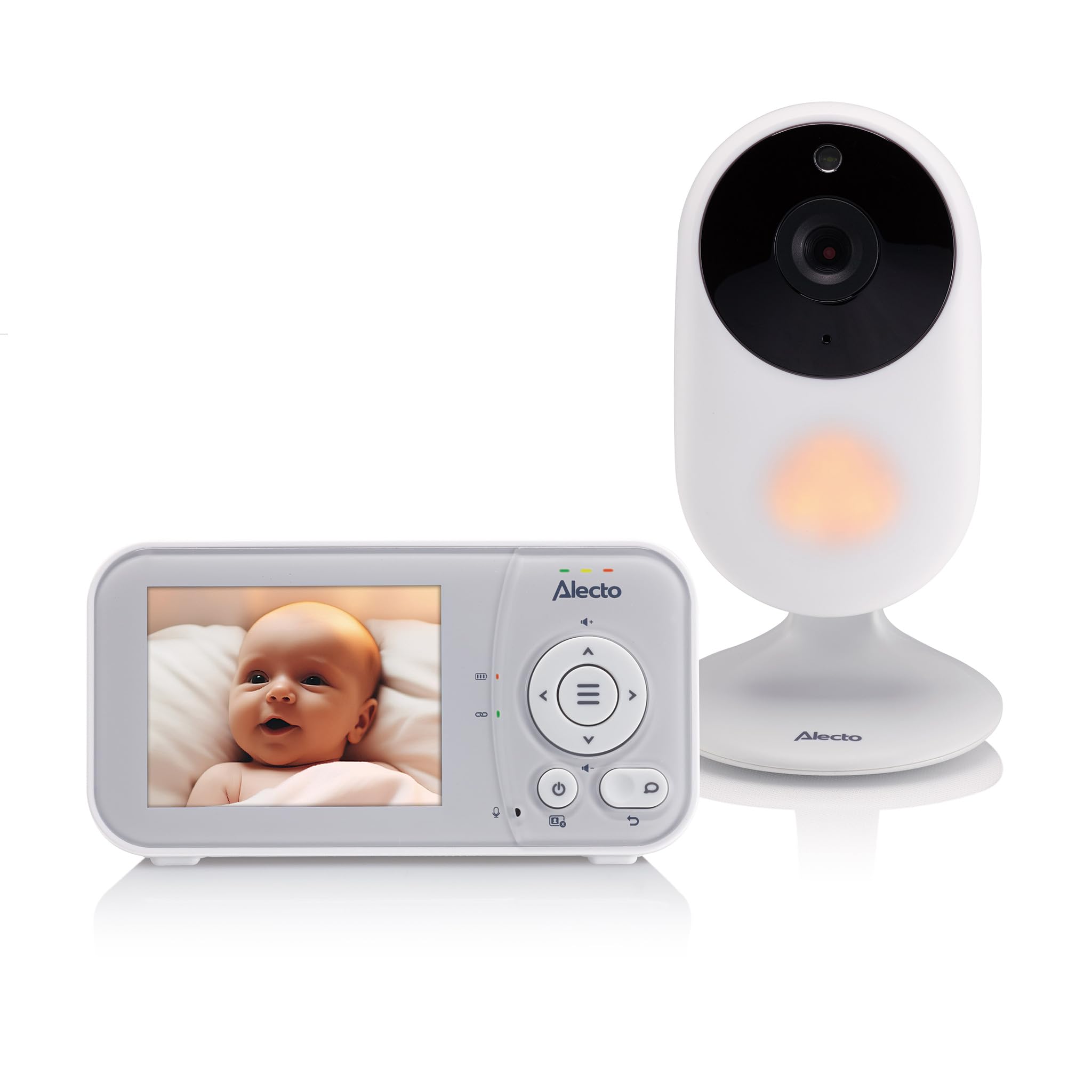 Alecto DVM2028 - Vigilabebés con cámara y Pantalla de 2,8 Pulgadas - visión Nocturna, indicador de Temperatura y hasta 19 Horas de Tiempo en Espera - Blanco/Gris