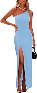 Women's 2025 Summer Formal Wedding Guest Dresses One Shoulder Spaghetti Strap High Slit Maxi Bodycon Dress - Buy now
