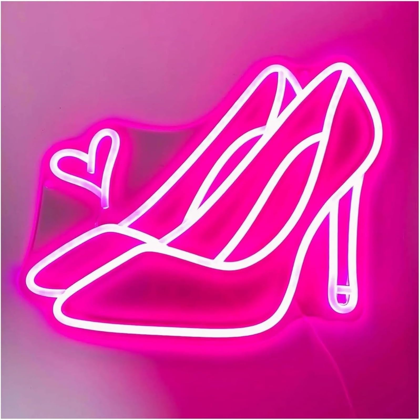 Insegna al neon decorativa con scritta "Tacchi a spillo" a forma di cuore luce alta decorazione feste da bar 29×35 cm