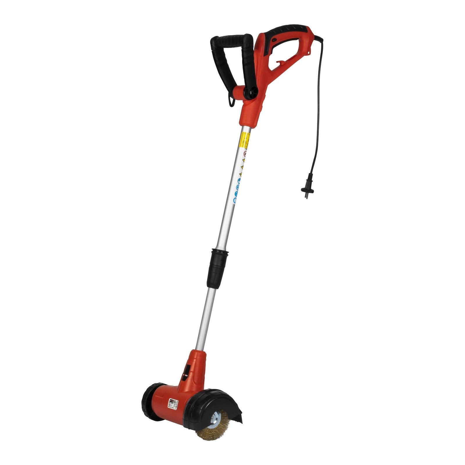 Grafner elektrische Fugenbürste mit kraftvollen 400 Watt und 1800 U/min, ergonomischer Teleskop-Handgriff, Führungsrad und Spritzschutz, incl. 2x Ø110mm Bürsten Fugenkratzer Unkraut Moos Entferner
