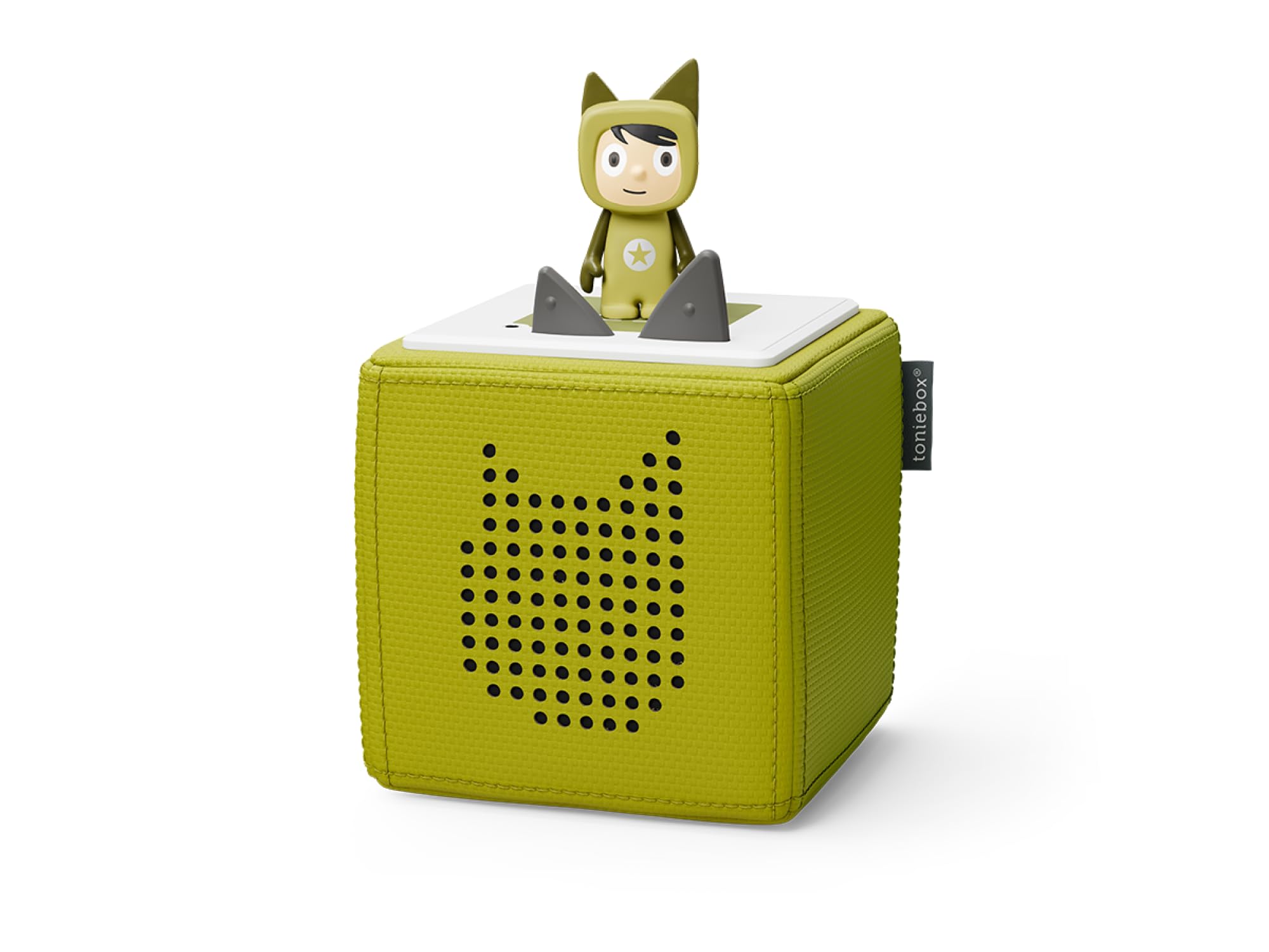 tonies Toniebox Starter Set inkl. 1 Kreativ Figur – Audioplayer für Hörbücher und Lieder für Kinder, einfach zu bedienende kabellose Musikbox BZW. Lautsprecher, 7 Std. Akku, Grün