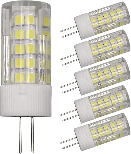 Bombillas LED G4 de 12 V, 4 W (equivalente a halógeno de 40 W), luz blanca diurna de 6000 K, 400 lúmenes, CA CC G4 JC, bombilla de base bi-pin de