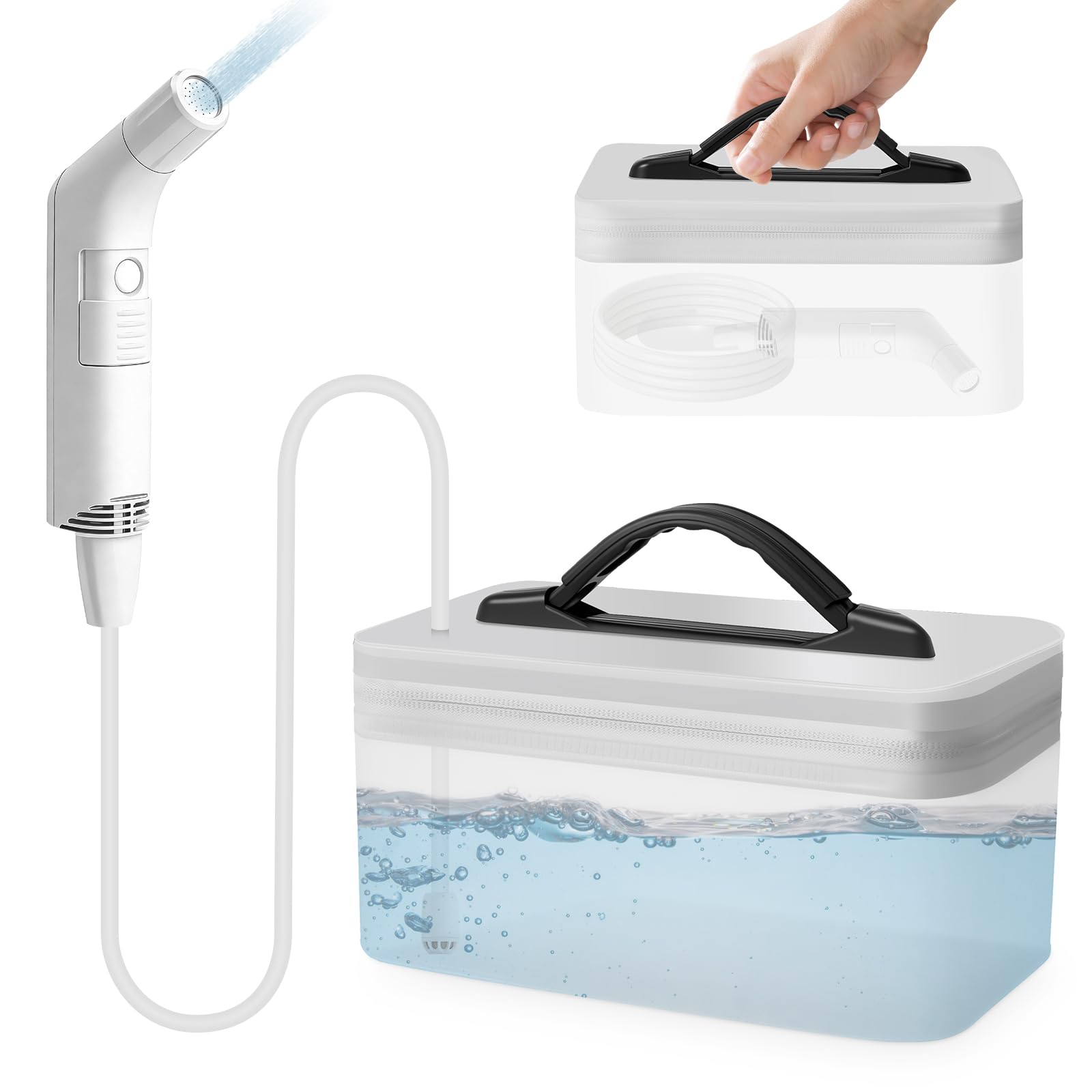 Portable Bidet,Travel Bidet, Electric Rechargeable Handheld Bidet Sprayer for Toilet, Bathroom & Outdoor Hiking, Muslim Shower Spray for Toilet with 2 Gear, 2.3L Water Container, 1.2M Long Water Hose