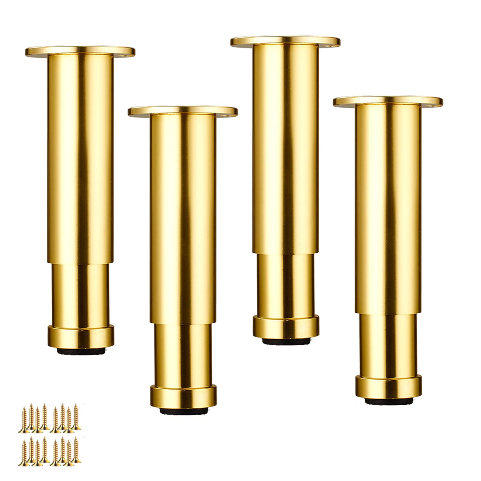 Metal Muebles Cocina Baño Piernas, Paquete de 4 patas de soporte de sofá de metal ajustables, patas de mesa de aleación de aluminio, pie de repuesto for muebles de bricolaje, con tornillos(Gold,30cm(1