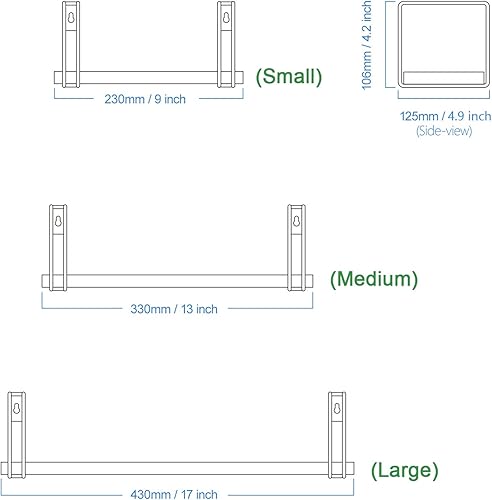 Miniatura 3 de SRIWATANA Juego de 3 estantes flotantes rústicos de montaje en pared, estantes colgantes de pared, estantes de madera natural de 17 pulgadas