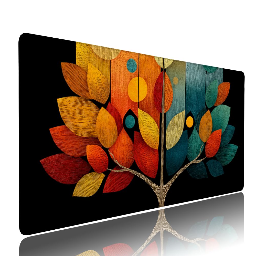 Alfombrilla de Mouse para Juegos, Nero, XXL, Antideslizante, Impermeable, Diseño de Albero, Extendido, Grande, 1200x600x3mm, para PC, Laptop, Ufficio, Famiglia d-454