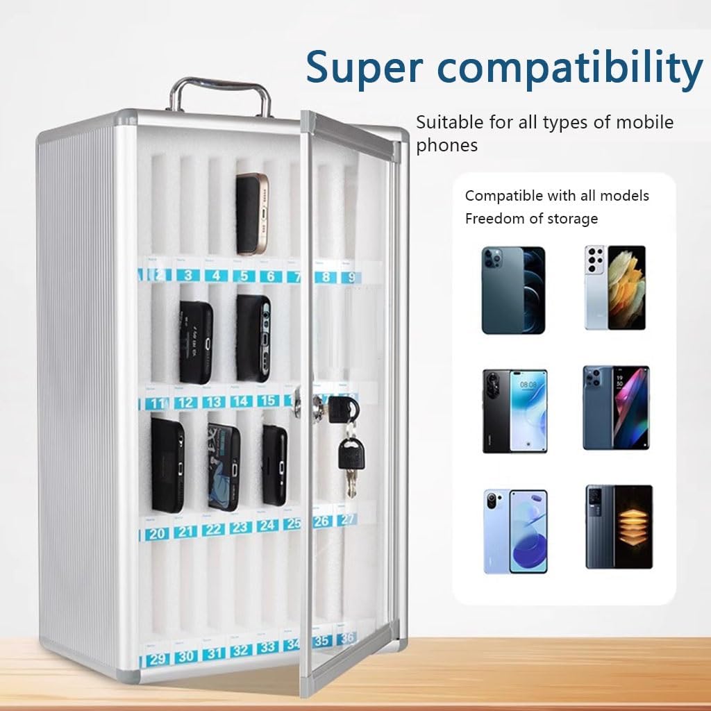Portable Cell Phone Locker for Classroom & Office - 24/36 Slots Mobile Storage Box with Handle - Secure Phone Storage for Exams & Events
