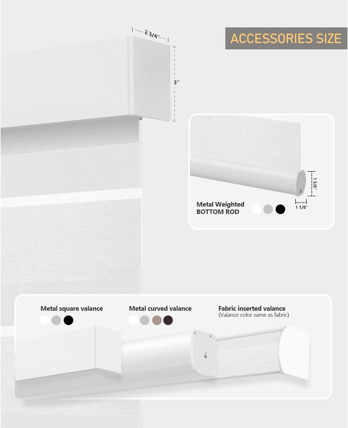 ACMEART Motorized Zebra Shades,Smart Light Filtering Blinds with Remote and APP Control,Works with Alexa Google Home and Matter,Custom Size Window Coverings for Home Office (Luxury Pure White)