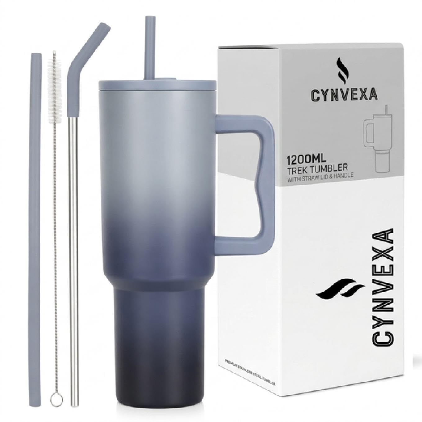 CYNVEXA Tumbler with lid and Straw 1200ML Cup Stainless Steel Vacuum Insulated Tumbler for Water, Iced Tea or Coffee 1.2L Office Gym Travelling (Stone Wash)