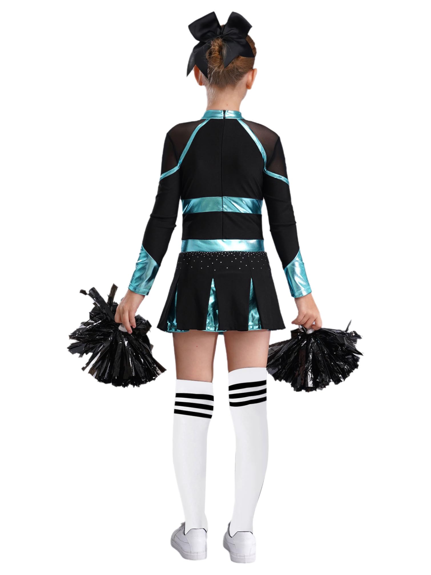 TiaoBug Mädchen Cheerleading Kleid Neckholder Tanzkleid mit Cheer Buchstaben Sport Schule Gruppentanz Outfits
