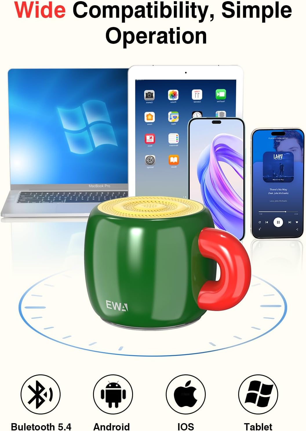 EWA Bluetooth Speaker, Mini Portable Bluetooth Speaker with Creative Cup-Shaped Design, IP67 Waterproof, Loud & Clear Sound, Ideal Gift for Desk, Travel & Holidays, A163 (Green) - Image 5