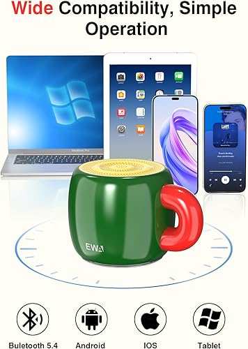 Miniatura 5 de EWA Altavoz Bluetooth, mini altavoz Bluetooth portátil con diseño creativo en forma de taza, IP67 impermeable, sonido fuerte y claro, regalo ideal