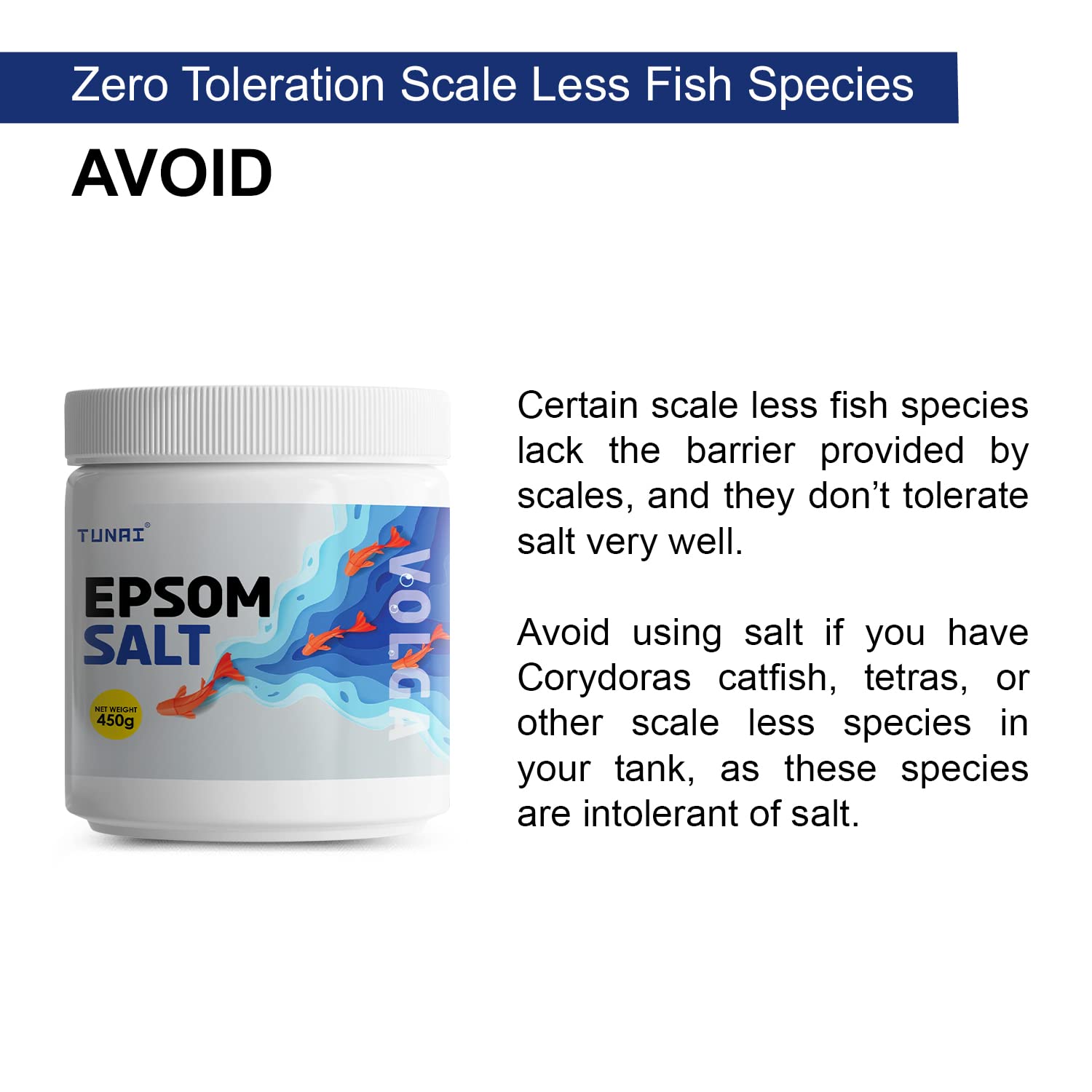 Tunai Epsom Crystal Aquarium Salt | 450g | for Aquarium Fish Tank, Assist in Treating Dropsy, Regulates pH Levels, Swim Bladder and Regulates Hardness of Fish Tank Water 1