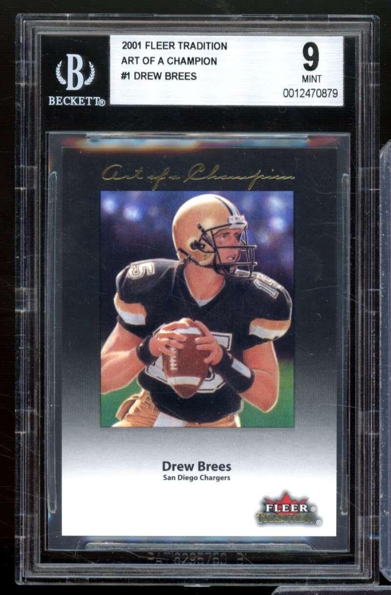 Drew Brees Card 2001 Fleer Tradition Art Of A Champion #1 BGS 9 - Unsigned Football Cards