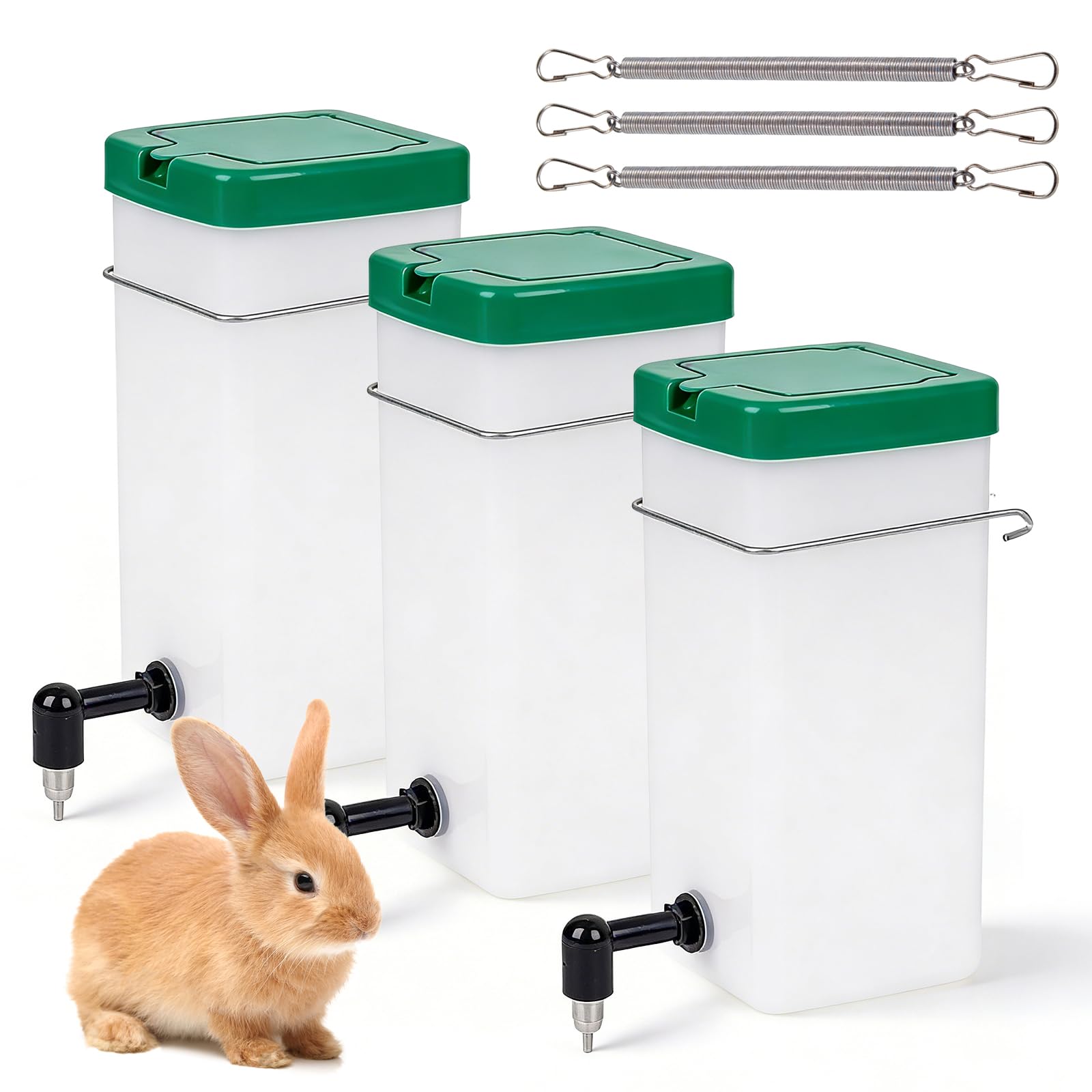 Rabbit Drinker Set of 3 1000ml Automatic Water Dispenser Pet Hanging Bottle Nipple Water Bottle Rodent Drinker Drip Free Rodent Bottle for