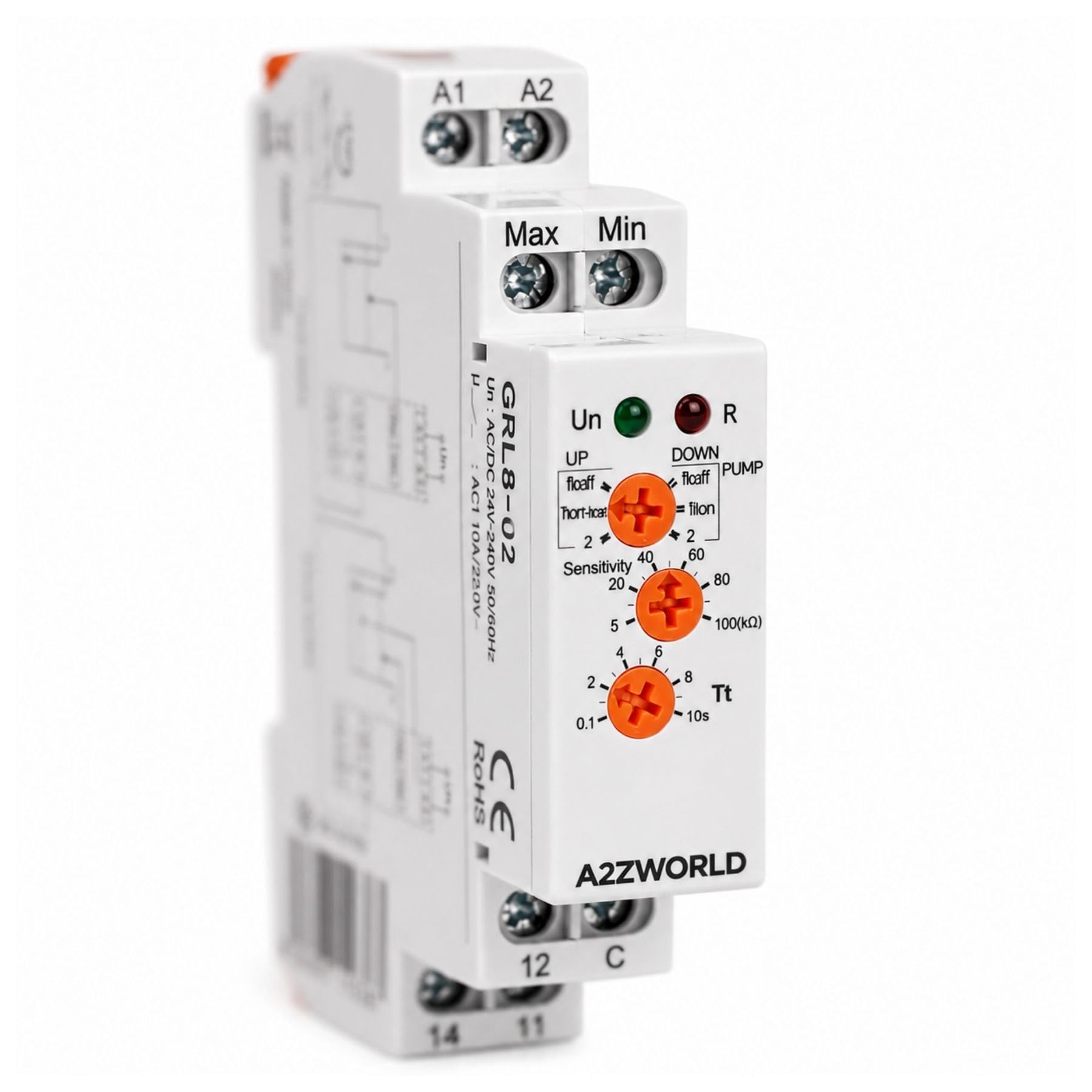 4 relé intermedio modular AC230V AC/DC24V, 2 contactos SPDT 8A, Relé de interfaz, relé auxiliar para control y automatización, indicador LED, 1 módulo de barra DIN