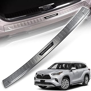 Rear Outside Bumper Sill Plate Guard Stainless Steel Cover Trim Door Tailgate Trunk Lid Protection Compatible for Highlander 2020 2021 2022 2023 2024 2025 2026 1PC(Sliver)