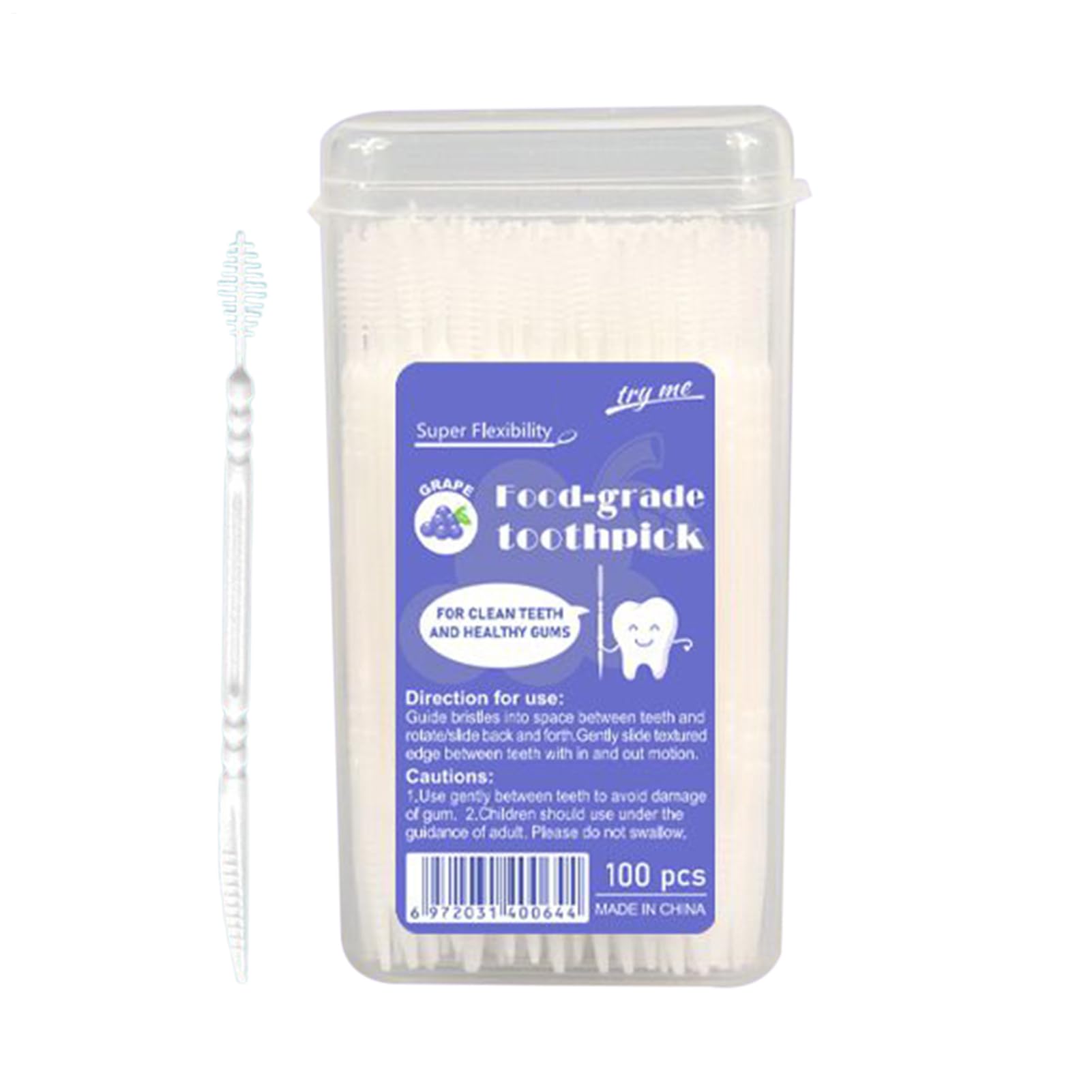 Teeth Clean Picks - Double-Head Fruit Flavored Toothpicks, Stain Remover Soft Bristles Mouth Care Tools for Hotel Restaurant Camping Banquet Kitchen