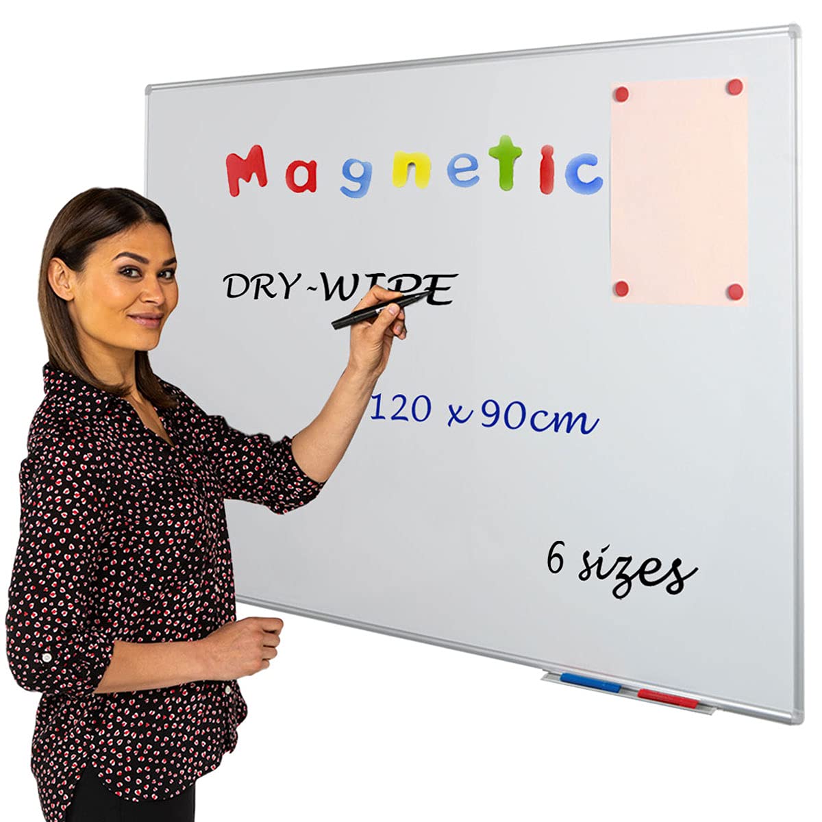 Wonderwall Magnetic Whiteboard, 120 x 90 cm, Smooth Dry-Wipe Surface, Wall-Mounted, Aluminium Frame with Clip-on Pen Tray - Ideal for Office, School, Training — image 1